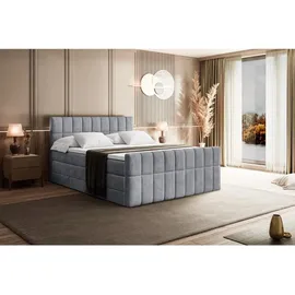 altdecor Boxspringbett mit Matratze, Topper, Polsterbett mit, Bettkasten MIAMI-Z KING - 180x200 - Grau Monolith