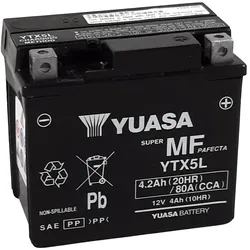 YUASA YUASA Batterij YUASA W / C onderhoudsvrije fabriek geactiveerd - YTX5L FA Onderhoudsvrije accu