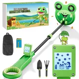 Aidisy Metalldetektor für Kinder, Metalldetektor Wasserdicht mit LCD-Display, Golddetektor mit Schaufel und Rechen für Strand Schatzsuche & Outdoor Erkundung (Grün)