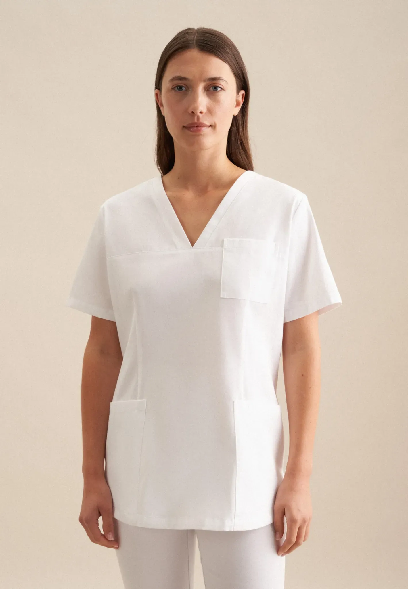 Funktionshemd SEIDENSTICKER, Damen, Gr. S( 37-38), normale Ärmellängen, weiß, 60% Baumwolle, 40% Polyester, unifarben, regular fit, V-Ausschnitt, gerader Abschluss, Hemden, Uni