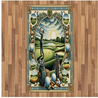 Teppich Flachgewebe Deko-Teppiche für das Wohn-,Schlaf-, und Essenszimmer, Abakuhaus, rechteckig, Golf Thema Klassizistische Malerei blau|grün 80 cm x 150 cm