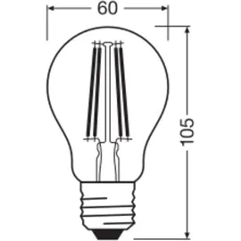 Osram LED Classic A 75, Filament, 5W ersetzt 75W, Energieklasse B, dimmbar,
