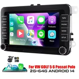 ESSGOO 7" Android14 Apple Für VW GOLF 5 6 Touran EOS 6R Passat GPS Navi Autoradio (DAB+ (optional), FM, RDS, Touchscreen 2 DIN Carplay Android Auto Bluetooth EQ USB GPS Navi)
