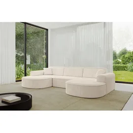 altdecor Ecksofa in U-Form Corner Sofa Bett Eckcouch Couch L-Form Wohnlandschaft Cauchsofa MARI-U1-303x171x79,5 cm Beige