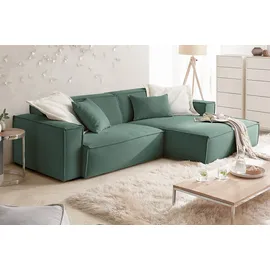 KAWOLA Ecksofa Cord 3-Sitzer Grün