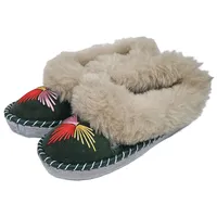 LAMMFELL Warme HAUSSCHUHE Mokassin Gr.39 NEU, Handarbeit Schaffell/-leder - verschiedene Muster Farben (Grün, 39, EU Schuhgrößensystem, Erwachsene, Damen, Numerisch, M, 39) - 39 EU