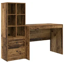 vidaXL Schreibtisch mit Stauraum Alte Holzoptik Holzwerkstoff