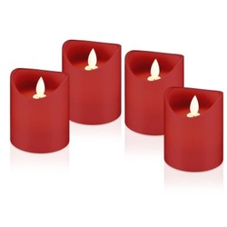 4er Set LED-Echtwachs-Kerzen, rot
