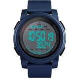 TONSHEN Herren Outdoor Sport Uhren 50M Wasserdicht LED Elektronik Multifunktional Schrittzähler Kalorien Double Zeit Alarm Militär Digitaluhr (Blau 2)