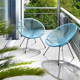 Tectake 2er Set Gartenstuhl 70,5 x 69 x 78 cm blau