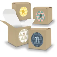 Adventskalender zum Füllen 24x Würfel BRAUN 650mm inkl Stickerbogen V05 Z24