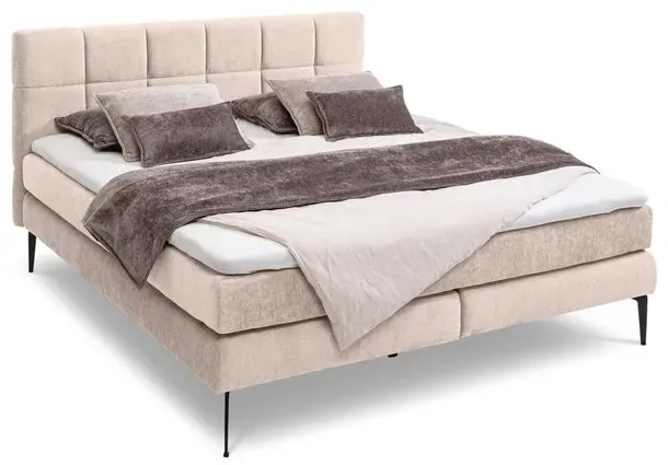 Boxspringbett Adel 160 x 200 cm Stoff Beige Creme