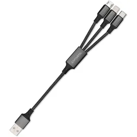 4smarts ForkCord USB Kabel 0,2 m USB USB C/Micro USB A/Lightning Schwarz
