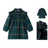 vidaXL Kinderkleid mit Langen Ärmeln und Rüschen Dunkelgrün 128