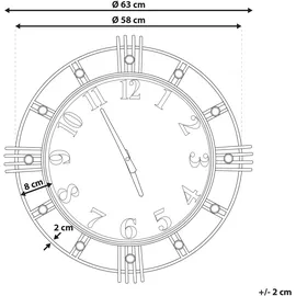 Beliani Wanduhr Lancy 63 cm Goldbraun