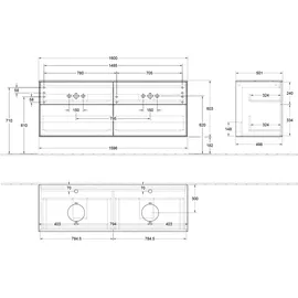 Villeroy & Boch Waschtischunterschrank 4 Auszüge 160 x 60,3 cm Eiche