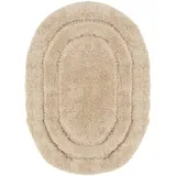e-floor - Badematte Soft – Badteppich Weich Flauschig – Rutschfester Badezimmerteppich – Angenehm im Griff – Leicht zu Reinigen – Waschmaschinengeeignet - Badematten - Teppish - Oval - 40x60 cm Beige