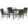 vidaXL 5-teiliges Garten-Ess-Set mit Kissen Hellgrau Poly-Rattan