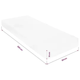 vidaXL Matratze 80 x 200 x 16 cm H2/H3