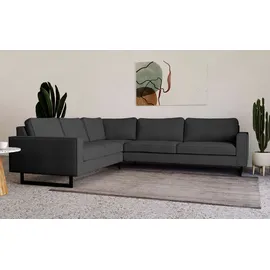 PLACES OF STYLE Ecksofa »Pinto, XXL, 250/290 cm, langer Schenkel, Ottomane«, Cord, Chenille, Lederoptik, mit Keder, Metallfüße, Wellenunterfederung