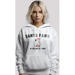 Kapuzenpullover F4NT4STIC "Santa Paws Christmas Cat", Damen, Gr. L, weiß, Obermaterial: 65% Baumwolle, 35% Polyester, casual, relaxed fit, Langarm, Pullover, Premium Qualität, Rock-Musik, Band