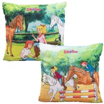 UNITED LABELS Bibi und Tina - Pferde Dekokissen 30 x 30 cm Mehrfarbig