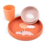 Done by Deer Silikon Geschirr-Set, Happy clouds Baby-Geschirr 3 El.