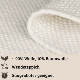 otto home »Wolltraum Pur« Höhe 10 mm Set, 3 Stk. tlg. Wendeteppich, handgewebt, Uni Farben, reine Wolle, Wohnzimmer