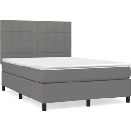 vidaXL Boxspringbett mit Matratze Dunkelgrau 140x200 cm Stoff1397830