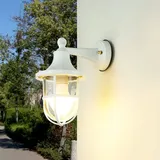 Licht-Erlebnisse Wandlampe außen IP64 E27 Glas Echt-Messing Maritim Außenleuchte