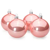 SIKORA Essentials Klassische Christbaumkugeln aus Glas - Hochglanz - 6 Farben 3 Größen Premium Qualität, Farbe/Modell:Rosa Hochglanz 4er Set, Höhe in cm:10 cm