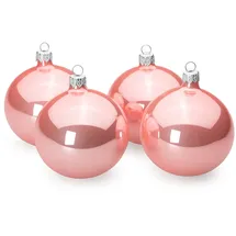 SIKORA Essentials Klassische Christbaumkugeln aus Glas - Hochglanz - 6 Farben 3 Größen Premium Qualität, Farbe/Modell:Rosa Hochglanz 4er Set, Höhe in cm:10 cm