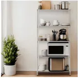 Nilpferd Mehrzweckregal Lagerregal, Regal, Gitterregal Metall, frei verstellbare Regale silberfarben 179 cm