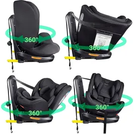 XOMAX XZ-16 Kindersitz drehbar 360° mit ISOFIX und Liegefunktion I mitwachsend I 0-36 kg, 0-12 Jahre, Gruppe 0/1/2/3 I 5-Punkt-Gurt und 3-Punkt-Gurt I Bezug abnehmbar, waschbar I ECE i-Size 129R