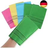 Molain 5 Stück Peeling-Handschuh, koreanisch, asiatisch, Peeling-Waschlappen, italienisches Handtuch, doppelseitig, Peeling-Handschuh zum Entfernen abgestorbener Haut(Grün)