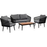 Estexo Gartenmöbel Set Sitzgruppe Rope Essgruppe Outdoor Gartenbank Gartentisch Schwarz