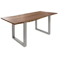MASSIVMOEBEL24.DE Baumtisch Akazie 200x100x76 natur Beine silber matt FREEFORM