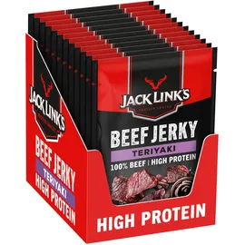 Jack Link's Jack Links Beef Jerky Teriyaki – 12er Pack (12 x 40 g) – Proteinreiches Trockenfleisch vom Rind – Getrocknetes High Protein Dörrfleisch