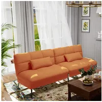 COMHOMA Sofa Schlafsofa mit Schlaffunktion, Bettsofa, Couch Gästebett mit verstellbare Rückenlehne aus Stoff orange