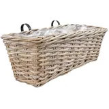 Balkonkasten Blumenkasten Rattan 60x20cm Haken Blumentopf Aufhängung