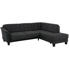 Home Affaire Ecksofa HOME AFFAIRE "Trondheim L-Form", grau (anthrazit), B:260cm H:89cm T:214cm, Struktur fein (100% Polyester);Flachgewebe (100% Polyester);Luxus-Microfaser (90% Polyester, 10% Polyamid), Sofas, Ecksofa, mit Federkern und Knopfheftung im Rücken, Füße