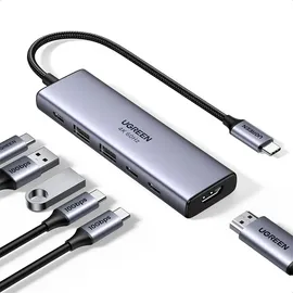 UGREEN 6-in-1 USB-C Hub USB-C 6 Ports), Dockingstation - Usb Hub, Grau