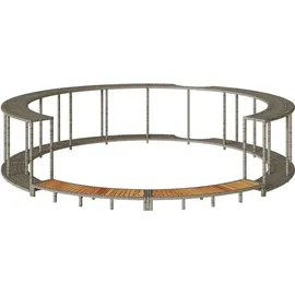 vidaXL Whirlpool-Umrandung mit Stauraum Holztreppe Grau Poly Rattan