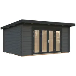 Palmako Gartenhaus Lea 14,2 m2 - 44 mm dunkelgrau/lackiert lackiert