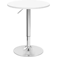 Woltu Bartisch höhenverstellbarer Tisch 68-88 cm, multifunktionaler Partytisch aus MDF Metall, Weiß,