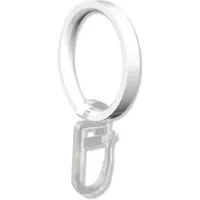 Interdeco Gardinenstangen Ringe mit Faltenhaken, Gardinenringe in Weiß für 20 mm Ø (16 Stück)