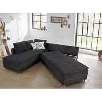 Wohnlandschaft R Modena Sofa Ecksofa Bett Nako in schwarz mit Bettfunktion