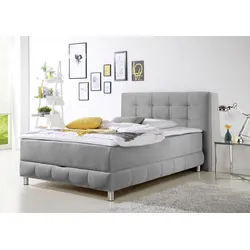 Boxbett INOSIGN "Vaasa", silber, B:154cm L:210cm, Komplettbetten, inkl. Bettkasten & Topper, XXL-Ausführung, Überlänge 220 cm