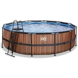 EXIT Frame Pool ø488x122cm (12v Sandfilter) – Holz optik