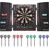 Dartscheibe elektronisch Wembley I elektronische Dartscheibe mit LED-Anzeigen I E-Dartscheibe mit 12 Dartpfeilen & Ersatzspitzen I Dartboard Kabinett offizielle Turniermaße